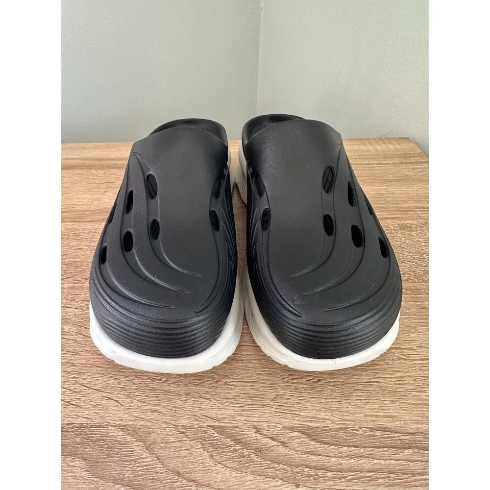 Hunter Women's Geena Waterproof Clogs Black & White Slip-On Garden Shoes Size 8 - Picture 4 of 10